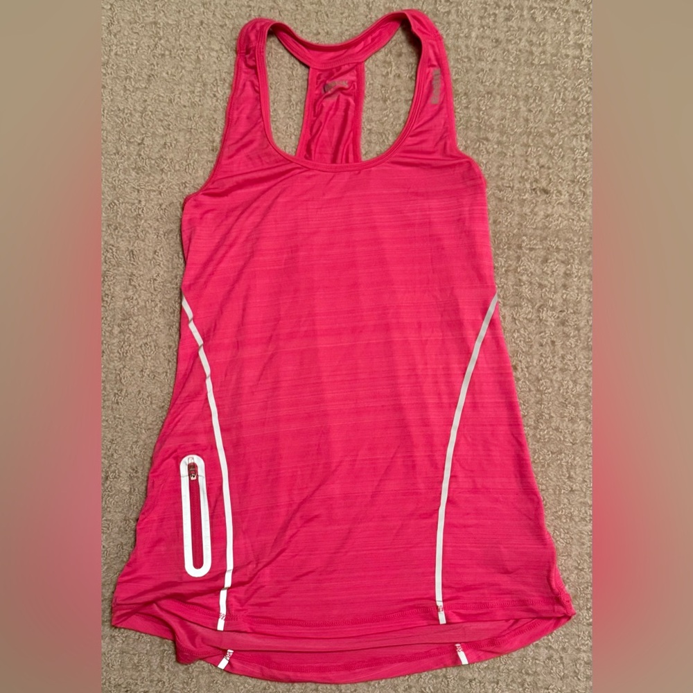 Reebok Pink Racerback sleevelessTank Top XS Athletic Workout Zip Pocket stretch